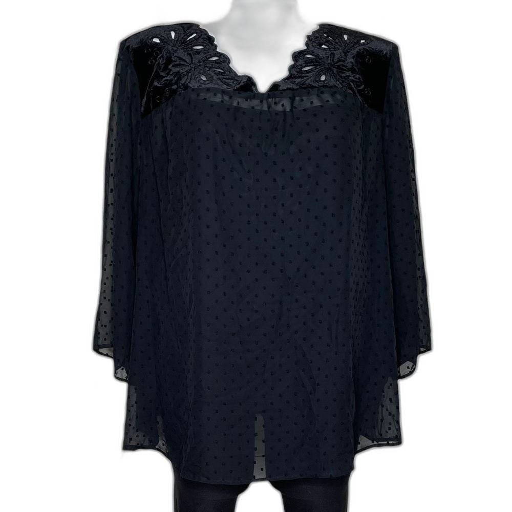 Style & Co Plus black sheer layer top, NWT, 3X